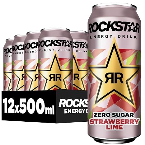 Rockstar Energy Drink Zero Sugar Strawberry Lime 12 x 500 ml - Caffeinated