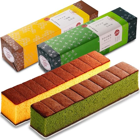 Nagasaki Shinsendo Nagasaki Castella Try It Set, Happy Yellow Castella and Matcha Castella, 310g Each, 2 Pieces Set, Gift Assortment T600x2