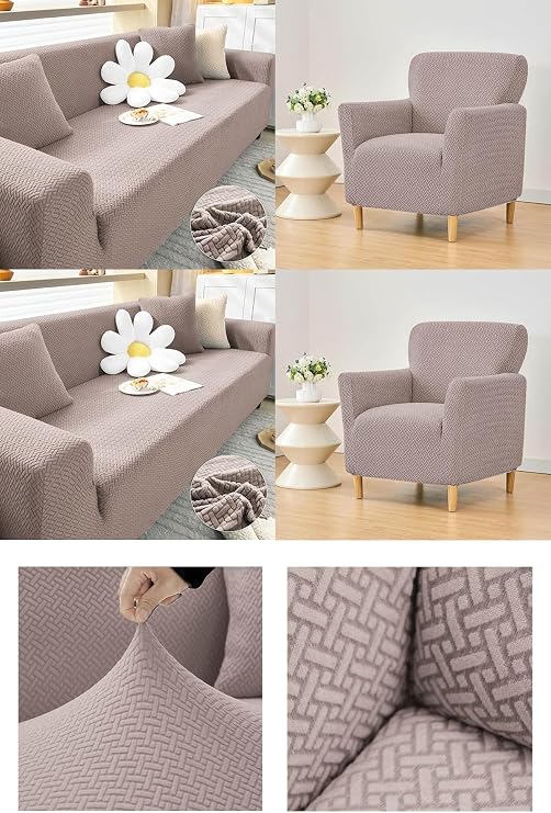 Tuğla Desen Streç Lastikli Koltuk Örtüsü Takımı 3 3 1 1 Esnek Kanepe çekyat kılıfı vizon 180 x 230