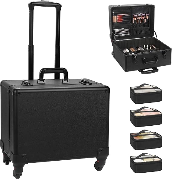Relavel Professional Rolling Makeup Case Cosmetology Case on Wheels