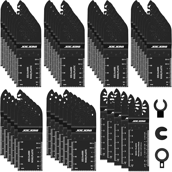 53pcs Multi Tool Blades Set, Universal Oscillating Saw Blades, Oscillating Tool Accessories for Wood, Compatible with Fein Multimaster, Ryobi, Milwaukee, Bosch, Dremel, Rockwell