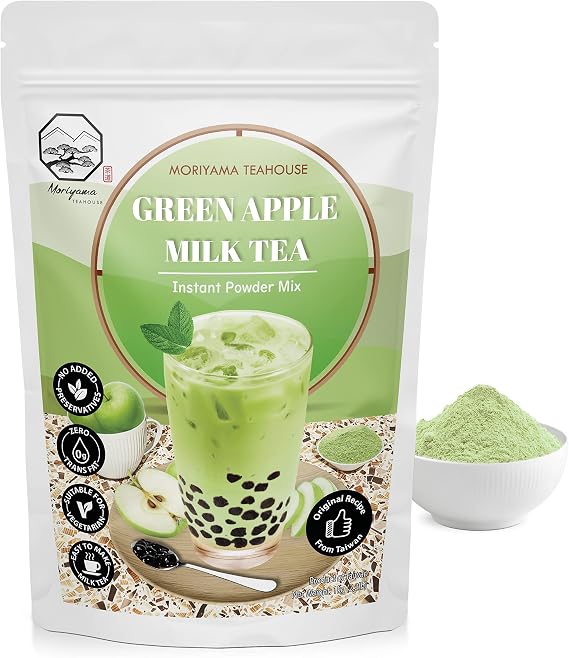 Green Apple Bubble Milk Tea Instant 3in1 Powder Mix - 1kg (33 Drinks) | For Boba Tea, Milkshake, Blended Frappe and Bakery | Authentic Taiwan Recipe | 0 Trans Fat No Preservatives by Moriyama Teahouse