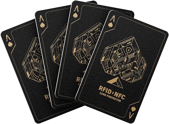 DUGRAFT RFID Blocking Card, 4 Pack, Debit Credit Card Protector, Contactless NFC Blocker, Ace-Pattern