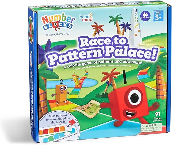 Learning Resources Numberblocks masa oyunu "Desen Sarayı Yarışı", Numberblock Hediyeleri, 3 Yaşından Büyük Çocuklar için Matematik Oyunları, Saymayı Öğrenme, Renk Öğrenme, 91 Parça