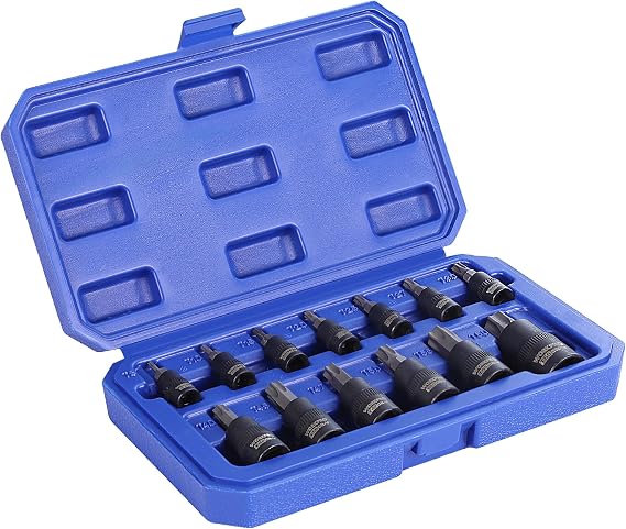 WORKPRO 13-Piece Torx Bit Socket Set, T8-T60, 1/4" 3/8" & 1/2" Drive