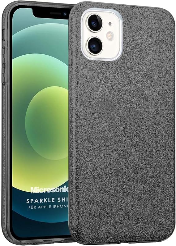Microsonic Apple iPhone 12 Kılıf Sparkle Shiny Siyah