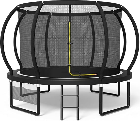 Devoko Outdoor Trampoline 7.5ft/10ft/12ft/14ft Gs Certified Garden Trampoline With Safety Net,Non-Slip Ladder& Shoe Organiser,Fitness Rebound Trampoline for Kids and Adults,Up To 150kg