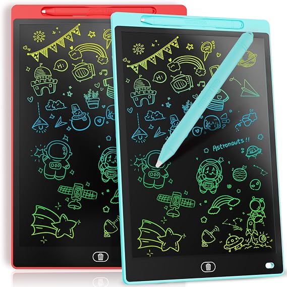 [2 Pack] Genialba 8.5 inch LCD Writing Tablet Colorful Screen Drawing Board Toddler Toys Learning Educational Toys Gifts for Birthday Christmas, for 2 3 4 5 6 7 Year Old Boys Girls, (Red&Blue)