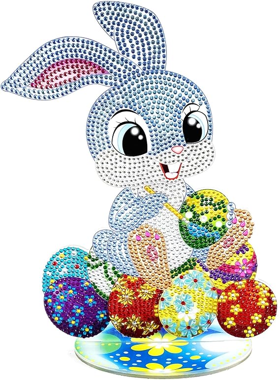 MZSYLK Easter 5D Diamond Painting DIY Easter Bunny Rabbit Eggs Full Drill Diamond Painting Kit Arts Craft Gift for Easter Home House Desktop Decoration