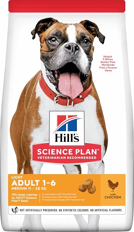 Hill's SCIENCE PLAN Light Yetişkin Orta Irk Tavuklu Köpek Maması 14 kg