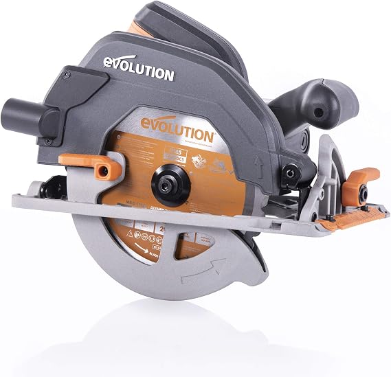 Evolution Power Tools R185CCS Multi-Material Circular Saw, 1600 W, 110 V-Site Use(3-pin round Industrial Plug), Black / Orange