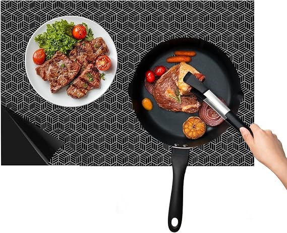 Large Induction Hob Protector Mat 78x52cm, Silicone Induction Hob Cover for Cooktop, Heat Resistant Anti Slip BPA-Free Scratch Protector, Multifunctional Silicone Mat for Induction Hob