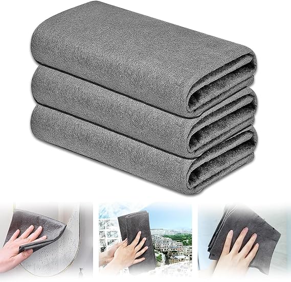 YAGE Magic Cleaning Cloths for Glass 3pcs,Reusable Glass Cleaning Rag Super Soft Premium Streak Free Washable Cloth Duster for Home,Kitchen,Cars Glass Window