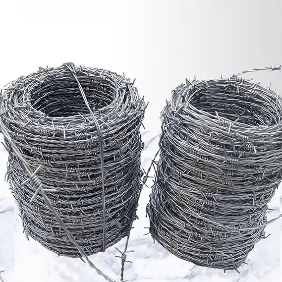 Barb Wire Roll Barbwire for Fence, Wire Galvanized Barbed Wire, Outdoor Garden Farm Protection No Rust Security Fence Roll for Garden Backyard (150m)