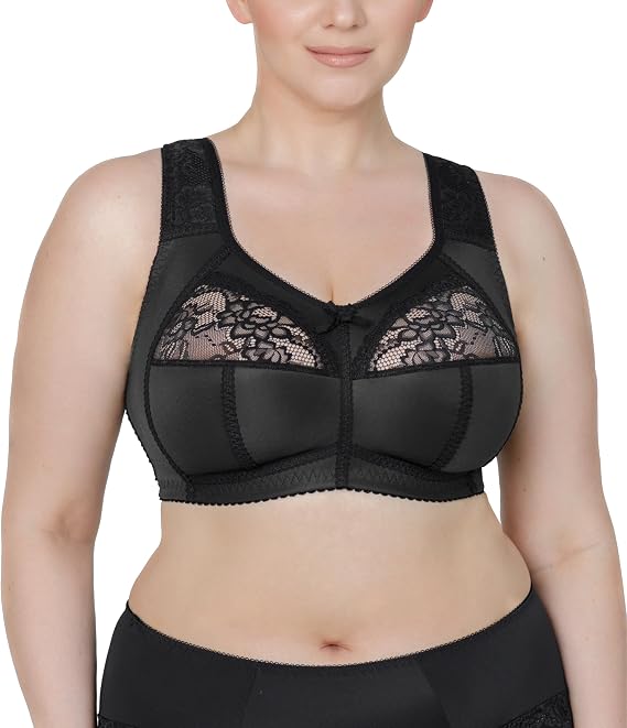Full Cup Bra Soft Minimiser Without Underwire with Lace Large Sizes Wide Straps Laminated Cotton Soft Stable Support Large Breasts Comfortable for Everyday Use