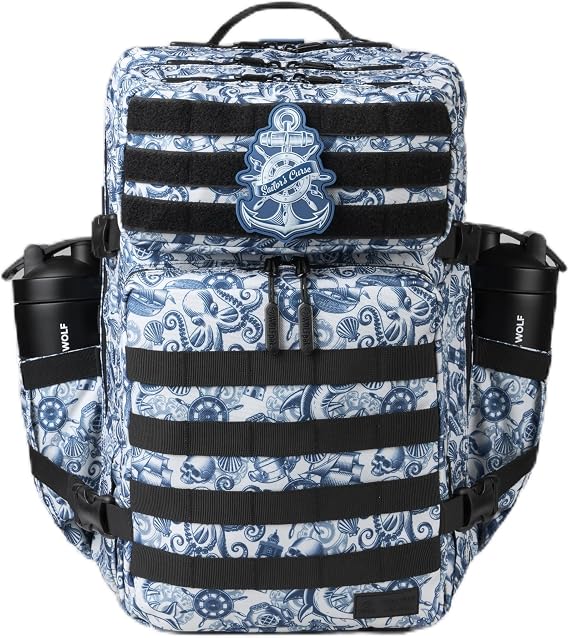 WOLFpak 45L Athletic Gym Backpack (Sailor's Curse) Durable 1000D Waterproof Oxford Material with MOLLE Webbing, Laptop Pocket & Dual Cup Holders, Durable Fitness/Travel/Military Daypack