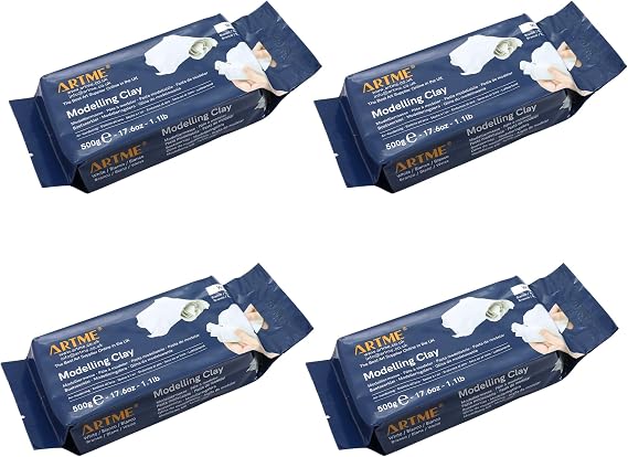 ARTME White Modelling Clay 2000g Air Dry Clay 4 x 500g Craft Pack Set