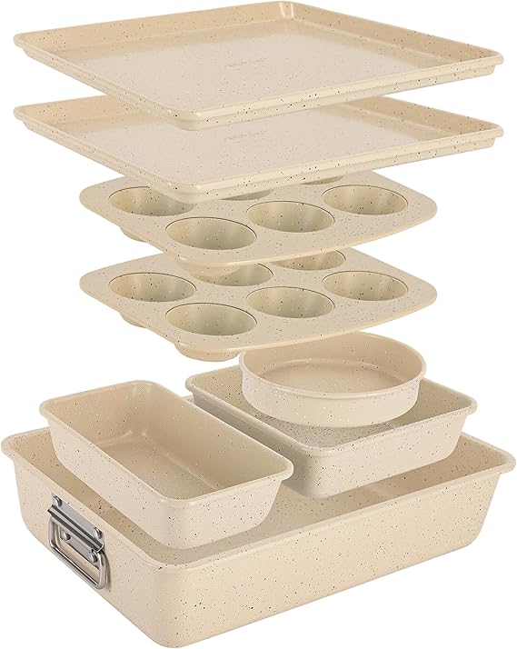 NutriChef Baking Mould Set, 8 Pieces, Carbon Steel