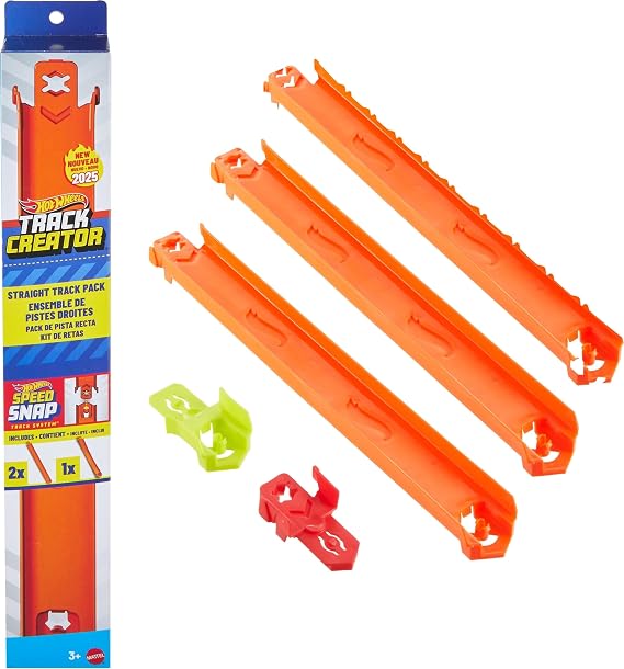 Hot Wheels Creator Pack Speed Snap Straight Track 3FT: Two 12" Molded Pieces, One 12" Flex, Two Adapters