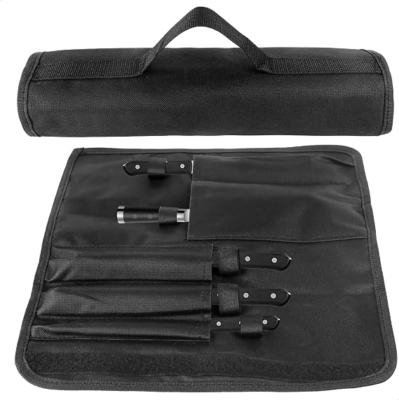 Kitchen Knife Holder, Knife Roll Case, Knife Case with Space for Five Different Sizes of Cutlery, Oxford Knife Storage Case for Kitchen Lovers