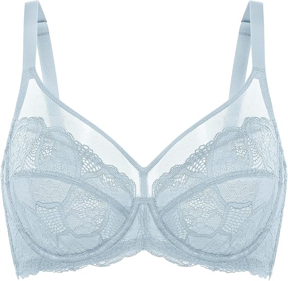 DOBREVA Women's Lace Full Coverage Minimiser Bra