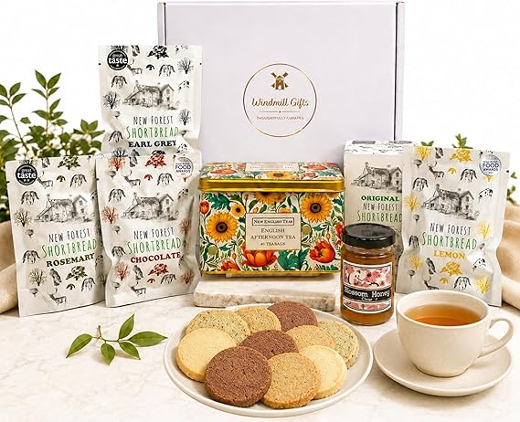 English Tea and Biscuits Gift Set - Shortbread, Afternoon Tea & Honey