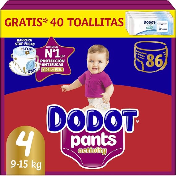 Dodot Activity Pants Diaper-Briefs Size 4, 86 Nappies, 9kg-15kg, With 360
