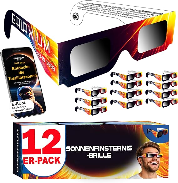 Galaxium 6/12/25/50/100er Pack Sonnenfinsternis Brille ISO 12312-2