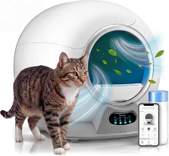 Self Cleaning Litter Box Automatic Cat Litter Box Self Cleaning for Multiple Cats Robot Automatic Litter Box Scoop Free Covered Ultra Cleaning Odor Removal APP Control Smart Litter Box
