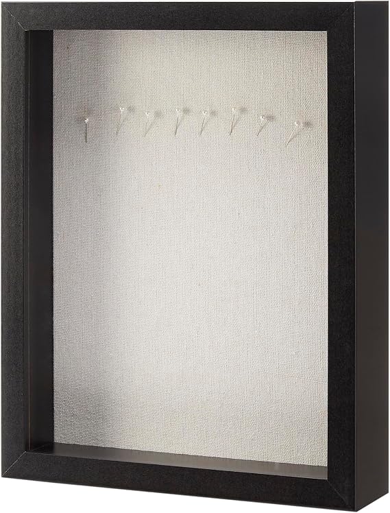 Amazon Basics Rectangular Wooden Shadow Box/Picture Frame, 21.6 cm x 28 cm, Black