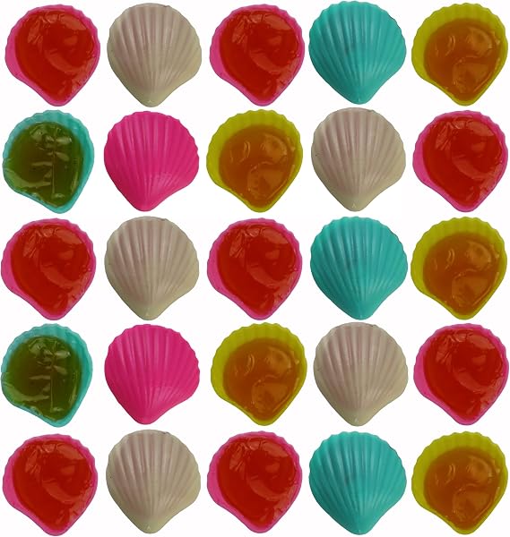 CAPTAIN PLAY Candy Sea Shells - 25 Individually Wrapped Hard Candies in Plastic Seashells, Retro Party Value Pack, 250g