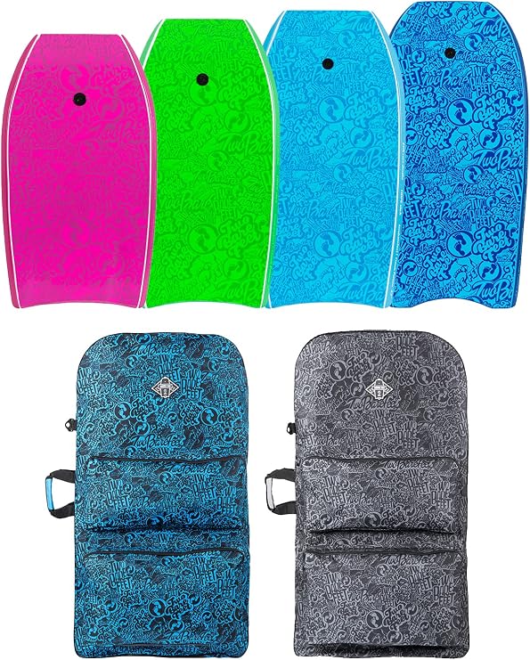 Two Bare Feet Classic Pattern Double Bodyboard and Boardbag Package - 33" 37" 41" 42" 44" Bodyboards for Adults & Kids …