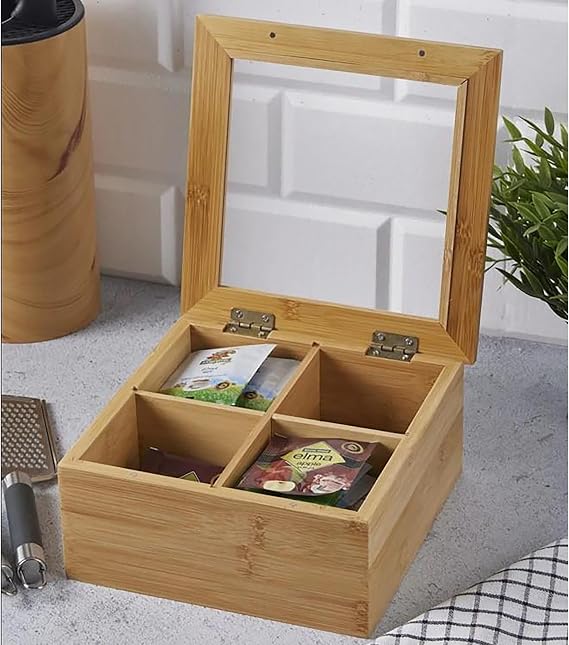 Promosyonca Orjinal Bambu Organizer, Çay Kutusu, Takı Kutusu, Mıknatıslı Kapak, Premium Kalite (4)