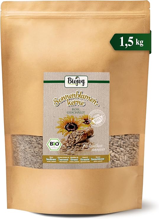 Biojoy Organic Sunflower Seeds, Peeled, Raw and Unsalted, 1.5 kg
