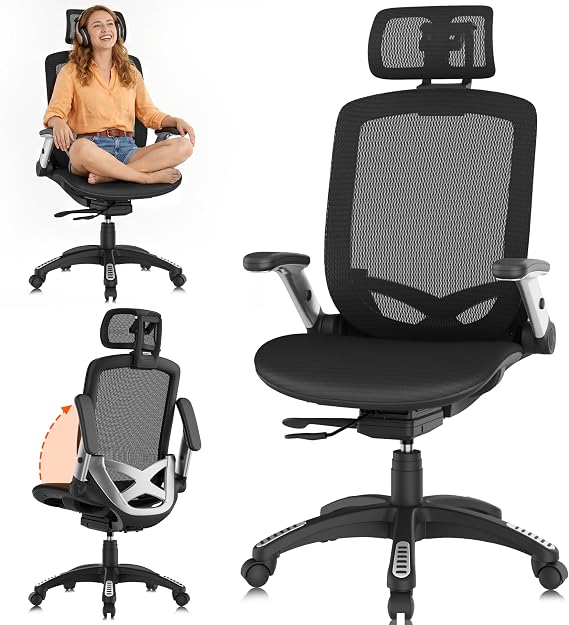 GABRYLLY Ergonomic Office Chair with Adjustable Headrest Tilt Function Armrests Ergonomic Office Desk Chair Gaming Chair Computer Chair (Luxury Black)
