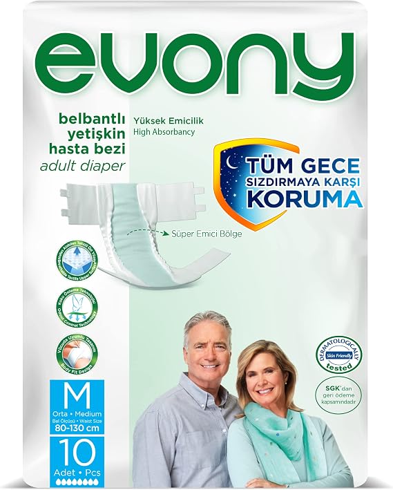 Evony Yetişkin Hasta Bezi Belbantlı Medium Standart 10 Adet
