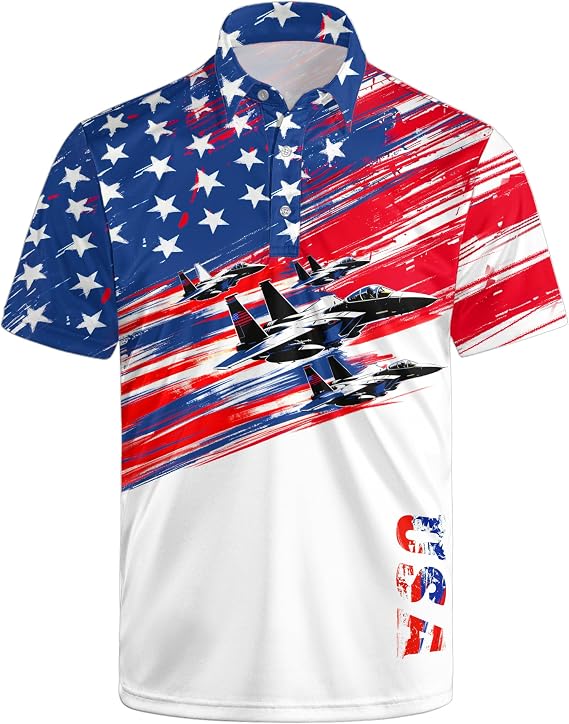 Golf Polo Shirts for Men Funny Print Quick Dry Short Sleeve Performance Golf Shirts Moisture Wicking Polo Shirts