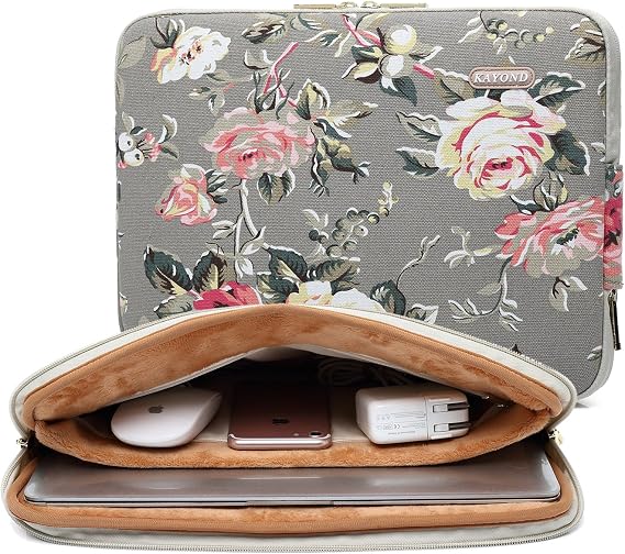 kayond water hyacinth Water-resistant 11 inch laptop sleeve with pocket for 11.6 inch laptop, macbook 12, surface pro (11-11.6 inch, water hyacinth)