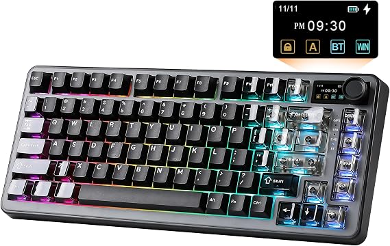 YUNZII B75 PRO MAX 75% Mechanical Keyboard (Black, Cocoa Cream V2 Switch)