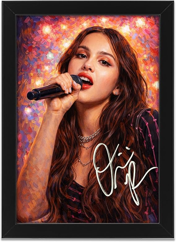AllStarMedia Tribute to Olivia Rodrigo Inspired GUTS World Tour Music Poster Print |Fan Art Style Pop Singer Wall Art |Contemporary Music Home Décor Artwork |Limited Edition | A4 Framed (30 x 21 CM)