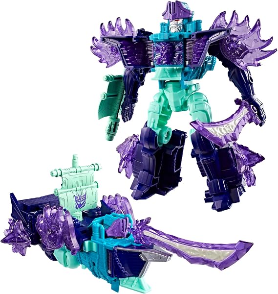 Transformers CYBERWORLD Scourge Ultimate Cyber Changers Energon Surge Action Figure | Quick Change to Pirate Ship Mode | Robot Toys for Kids 6+