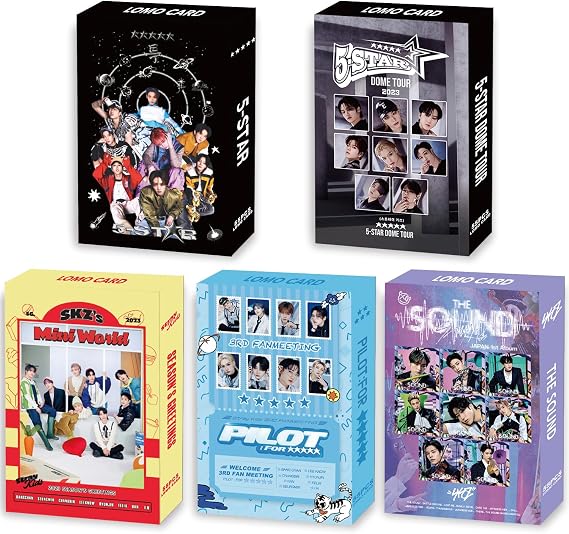 5 Pack/275 Pcs Stray Kids 5 Star Lomo Card Kpop Photocards Greeting Card with Postcards Box