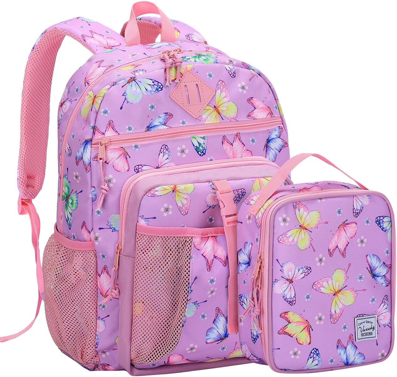 VASCHY Kids Backpack, School Bag Lunch Bag Set for Boys Girls 2-1 School Bookbag Insulated Lunch Box for Preschool,Kindergarten,Elementary