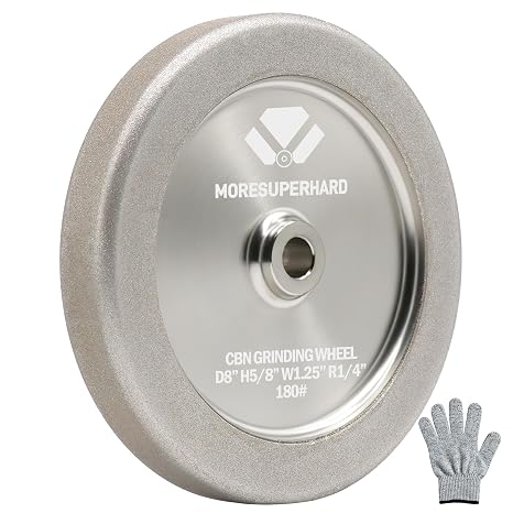 4 in 1 CBN Grinding Wheel 8" Dia x 1.25" Wide x 5/8" Arbor, 180 Grit for Sharpening Woodturning Tools & High Speed Steel Tools(180 Grit)