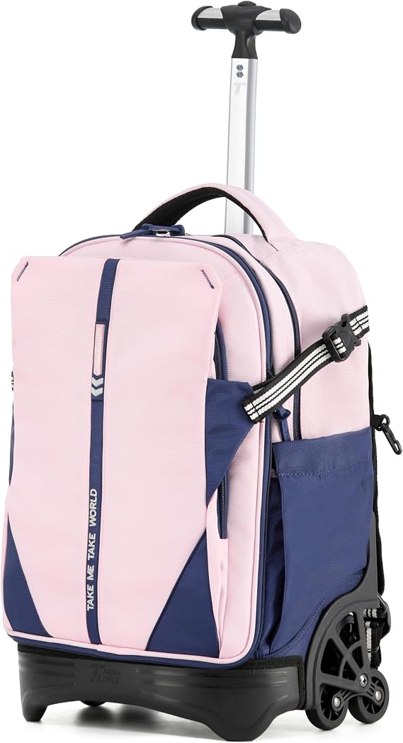 NEW TILAMI Rolling Backpack 19 inch Teens Rolling Backpack Cute Wheeled Laptop Backpack Bookbag Roller Travel Bag College