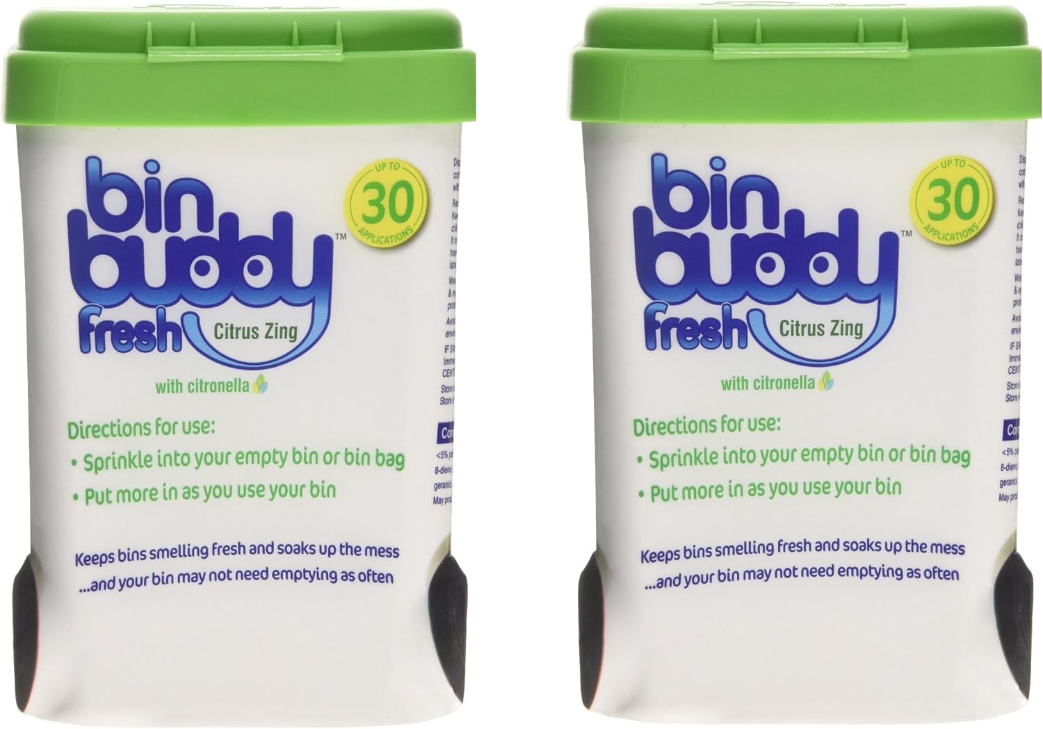 2 x BIN BUDDY CITRUS ZING WITH CITRONELLA WHEELIE BIN FRESHENER 450g