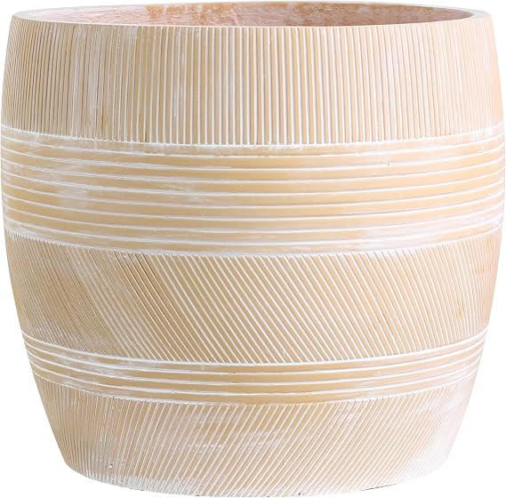 Olly & Rose Extra Large Plant Pot Patterned - Fibre Cement Terracotta Garden Planter - XL Flower Pot - D 44cm 17.5 Inch H 40cm