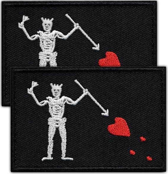 Laughing Lizards Blackbeard Tactical Patch (2-Pack) | Hook & Loop Edward Teach Sigil Black Beard Pirate Flag Patch, Funny Tactical Patches for Backpacks, Hats, Bags, and Equipment (Blackbeard Flag)
