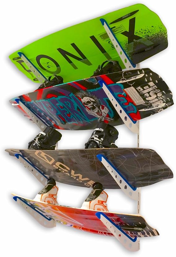 StoreYourBoard Wakeboard Wall Storage Rack, Metal Adjustable 4 Wakeboard and Wakesurf Mount