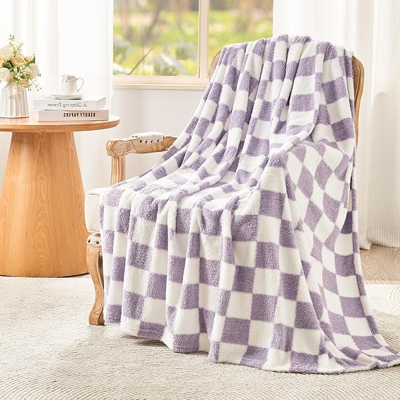 EMME Fleece Throw Blanket for Sofa 200x230 Purple